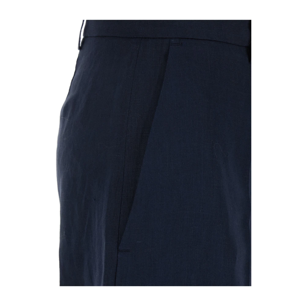 Plain Units Blauwe Linnen Shorts met Riemlussen Blue Dames