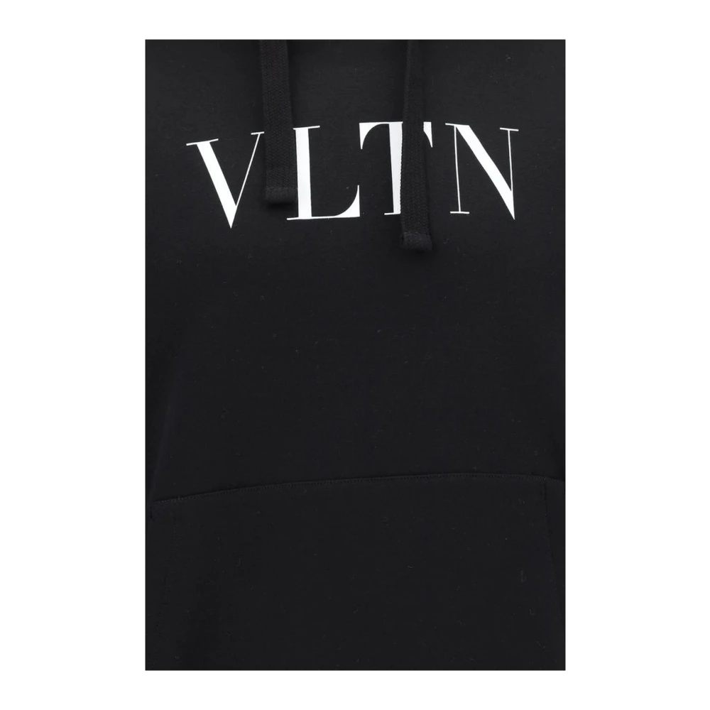 Valentino Verstelbare katoenen hoodie met kangoeroezak Black Heren