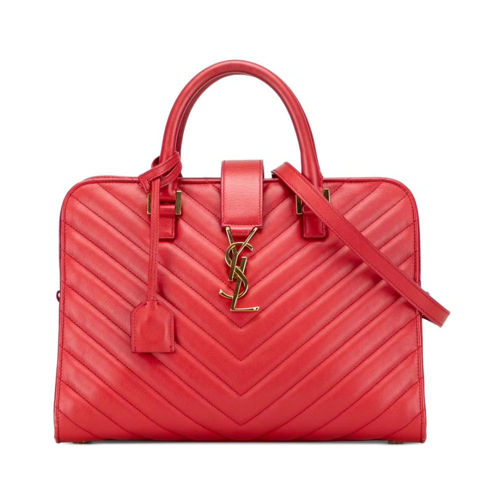 Saint Laurent Vintage Women's Red Vintage Handbags, One Size, Pre-Owned Top Handle Satchel