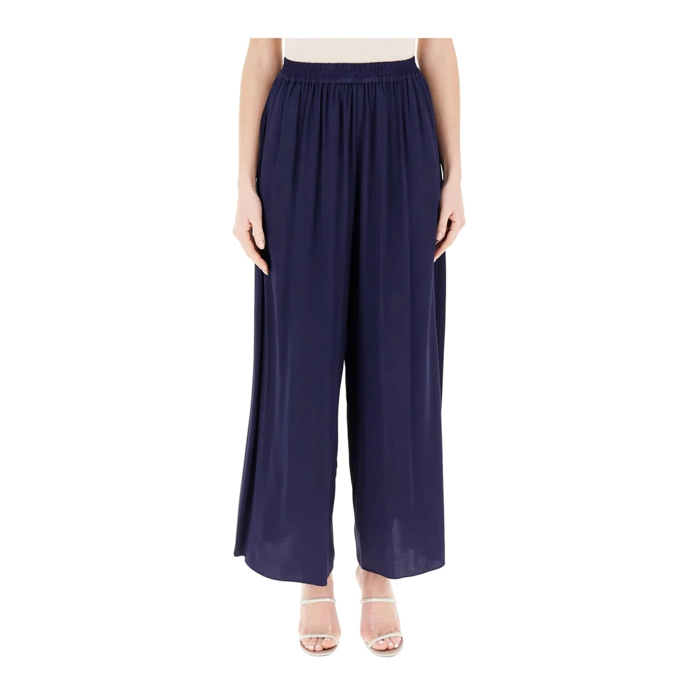 Kocca Wijde pijp viscose broek met elastiek Blue Dames