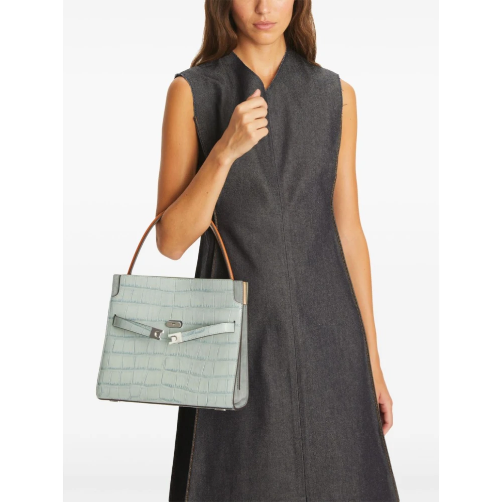 TORY BURCH Heldere Blauwe Leren Schoudertas Blue Dames