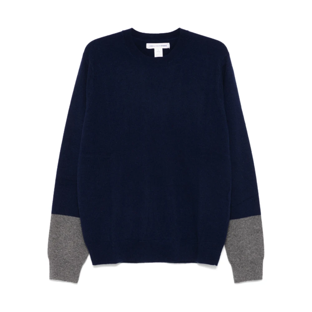 Comme des Garçons Blauwe Wollen Overshirt met Twee-Kleurig Ontwerp Blue Heren