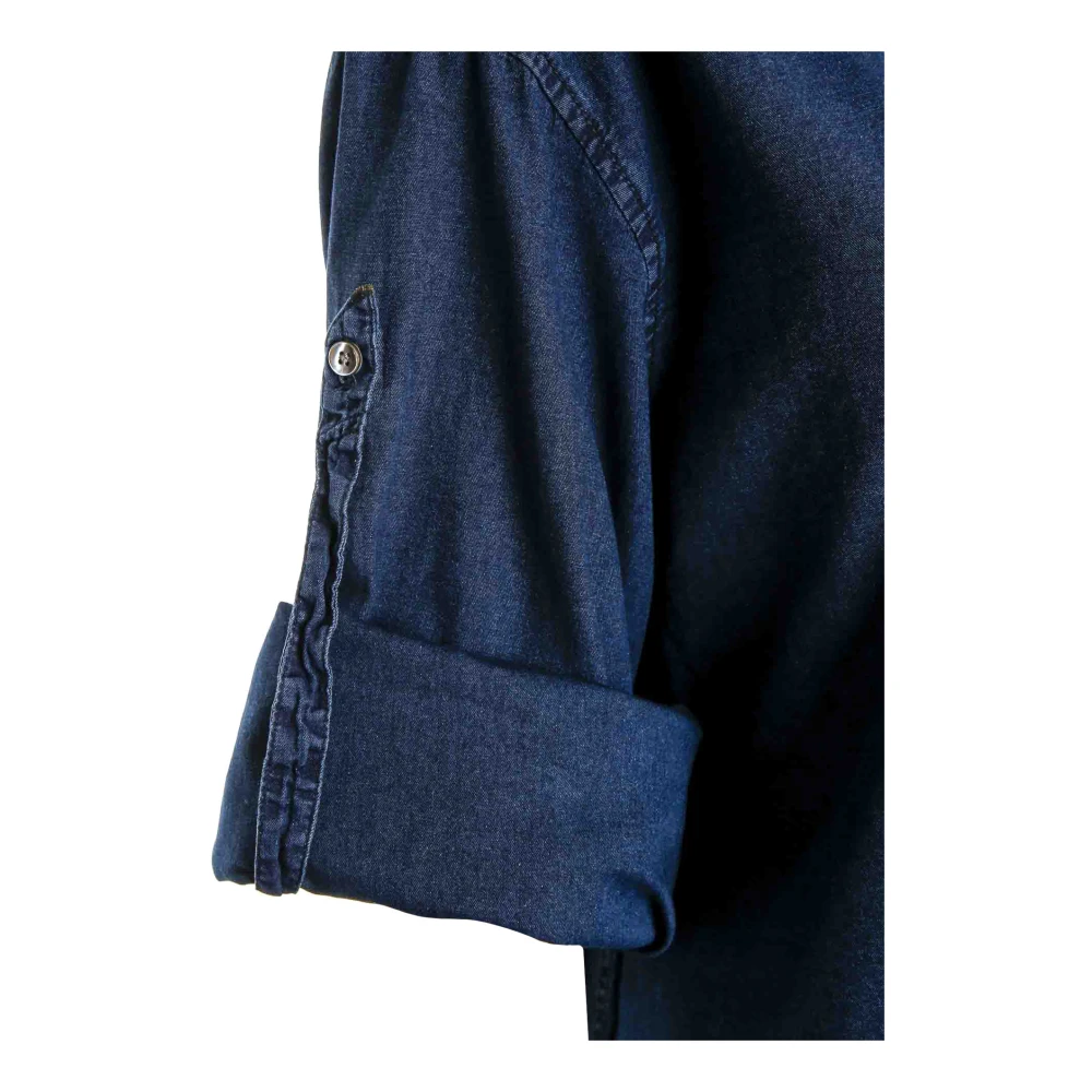 closed Blouse met relaxte pasvorm en omslagdetail Blue Dames