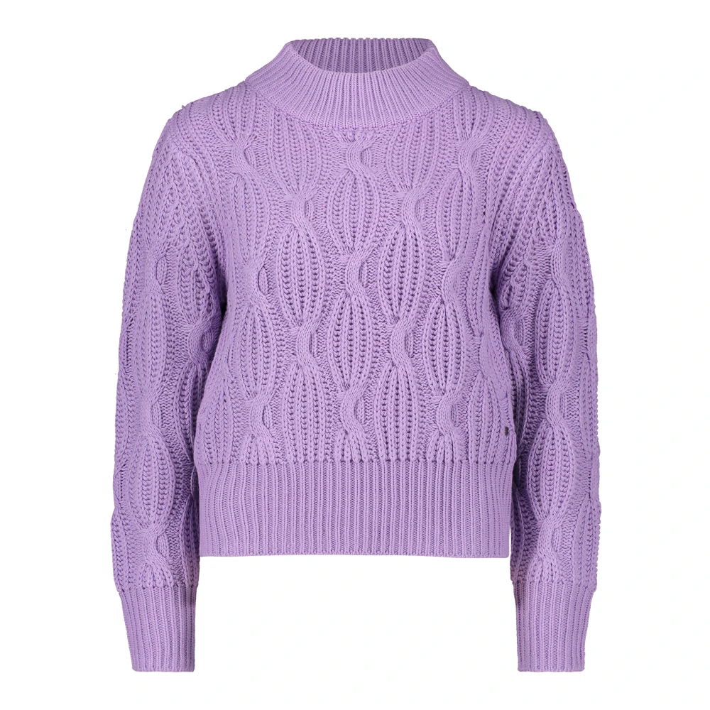 Betty & Co Grofgebreide Trui met Opstaande Kraag Purple Dames