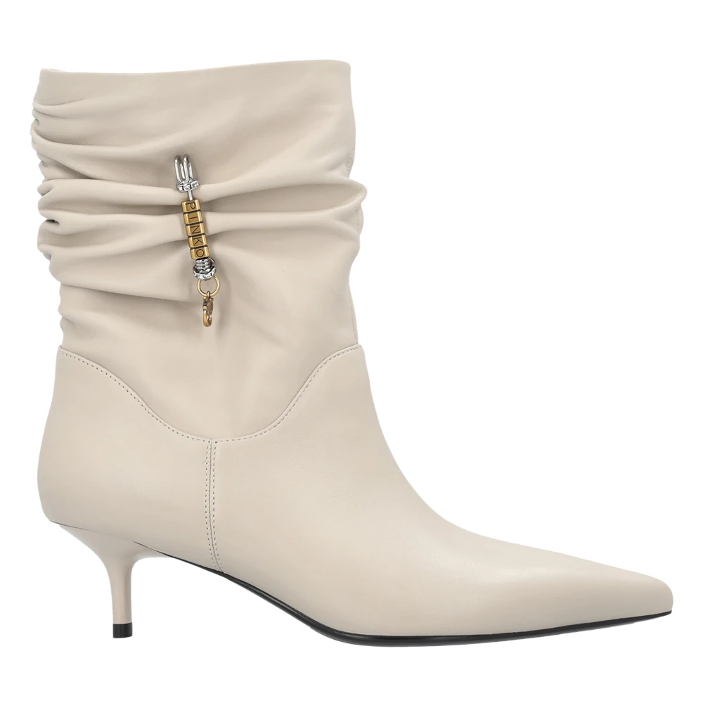 Pinko Gloria 28 Ankle Boots - Female - Heeled Boots - Beige - 7 Uk - Shoes