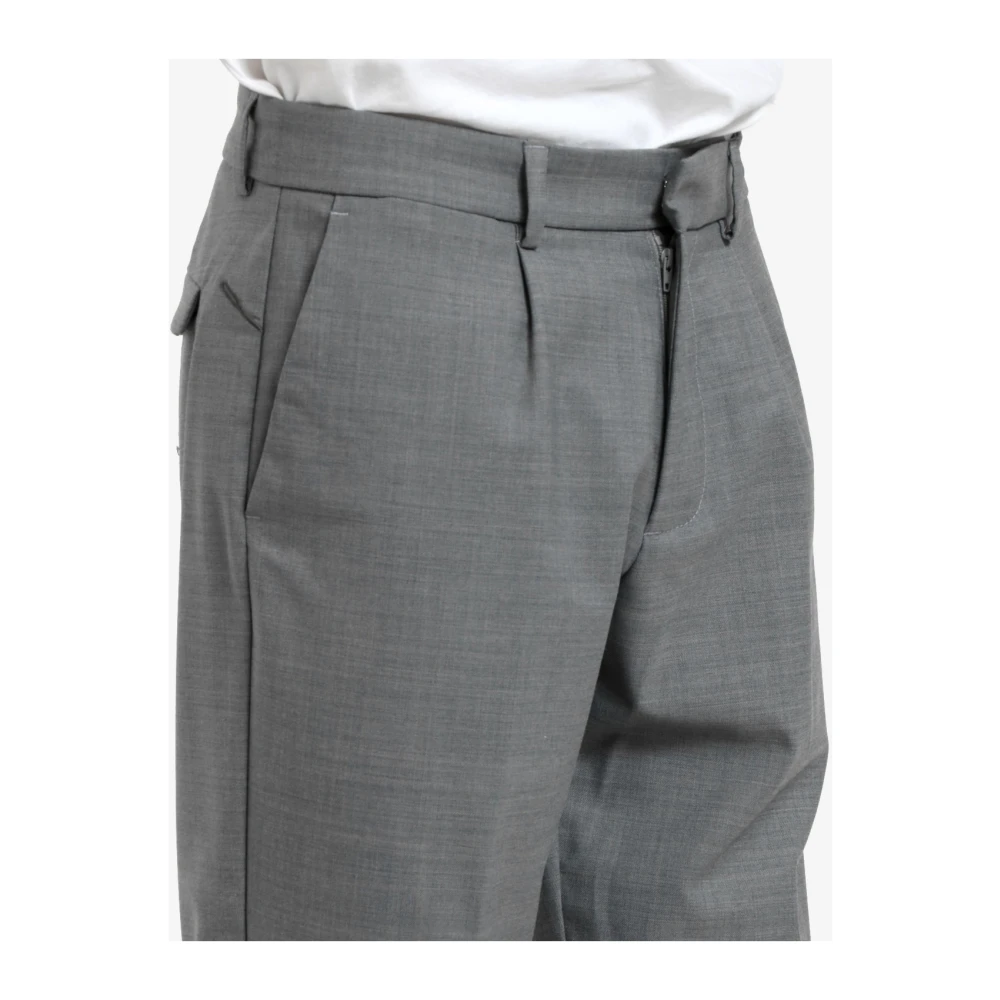 Cruna Wollen Broek Tapered Fit Regular Taille Gray Heren