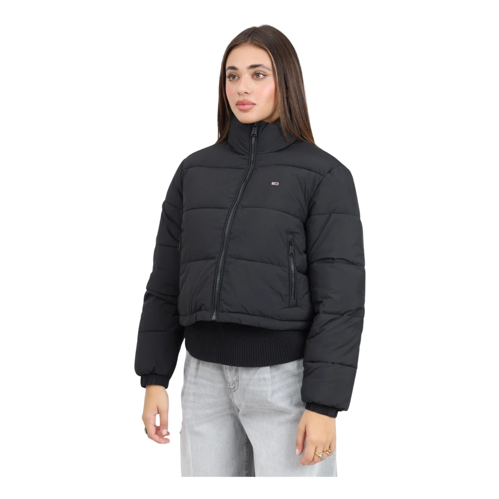 Tommy Jeans Zwarte Pufferjas Urban Stijl Black Dames