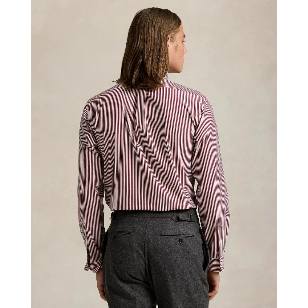 Polo Ralph Lauren Gestreepte Stretch Popeline Overhemd Pink Heren