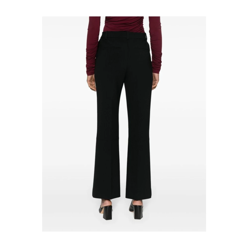Victoria Beckham Zwarte Flared Broek Stikdetail Black Dames