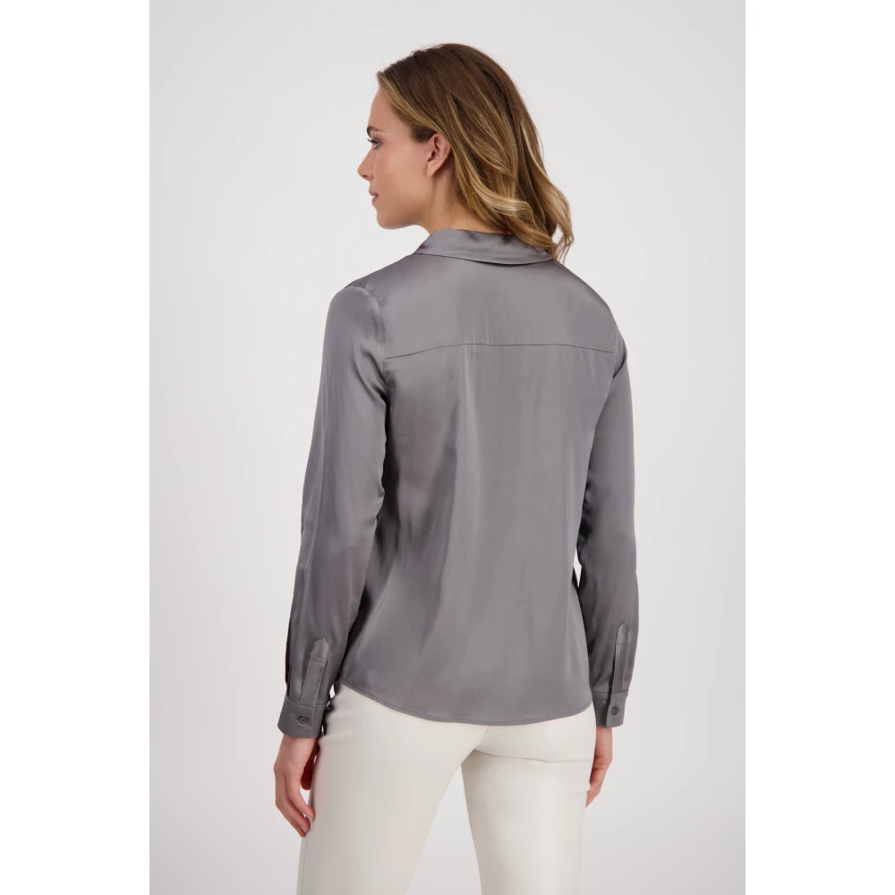 monari Soepelvallende Satijnen Blouse Gray Dames