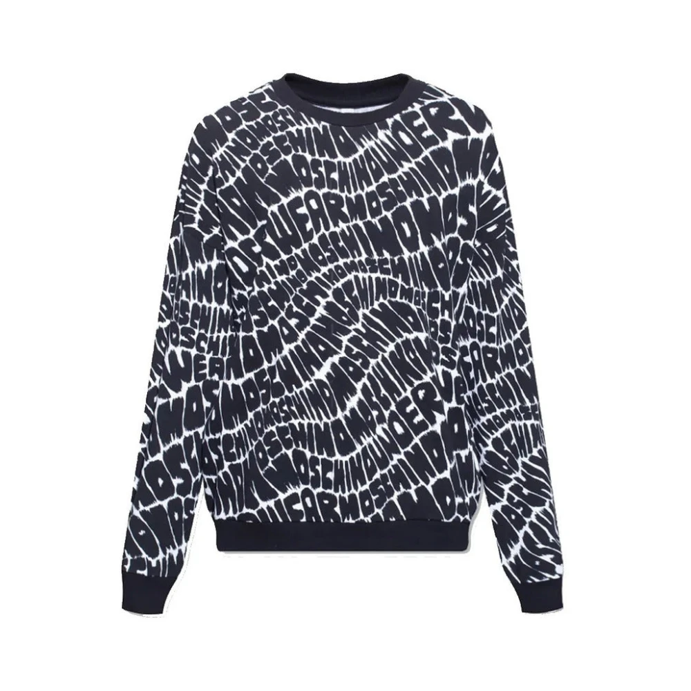 Moschino Men's Black Sweatshirts, L, Cotton Crewneck Jumper