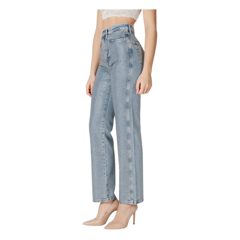 Only Rhinestone Embellished Denim Jeans Blue Dames