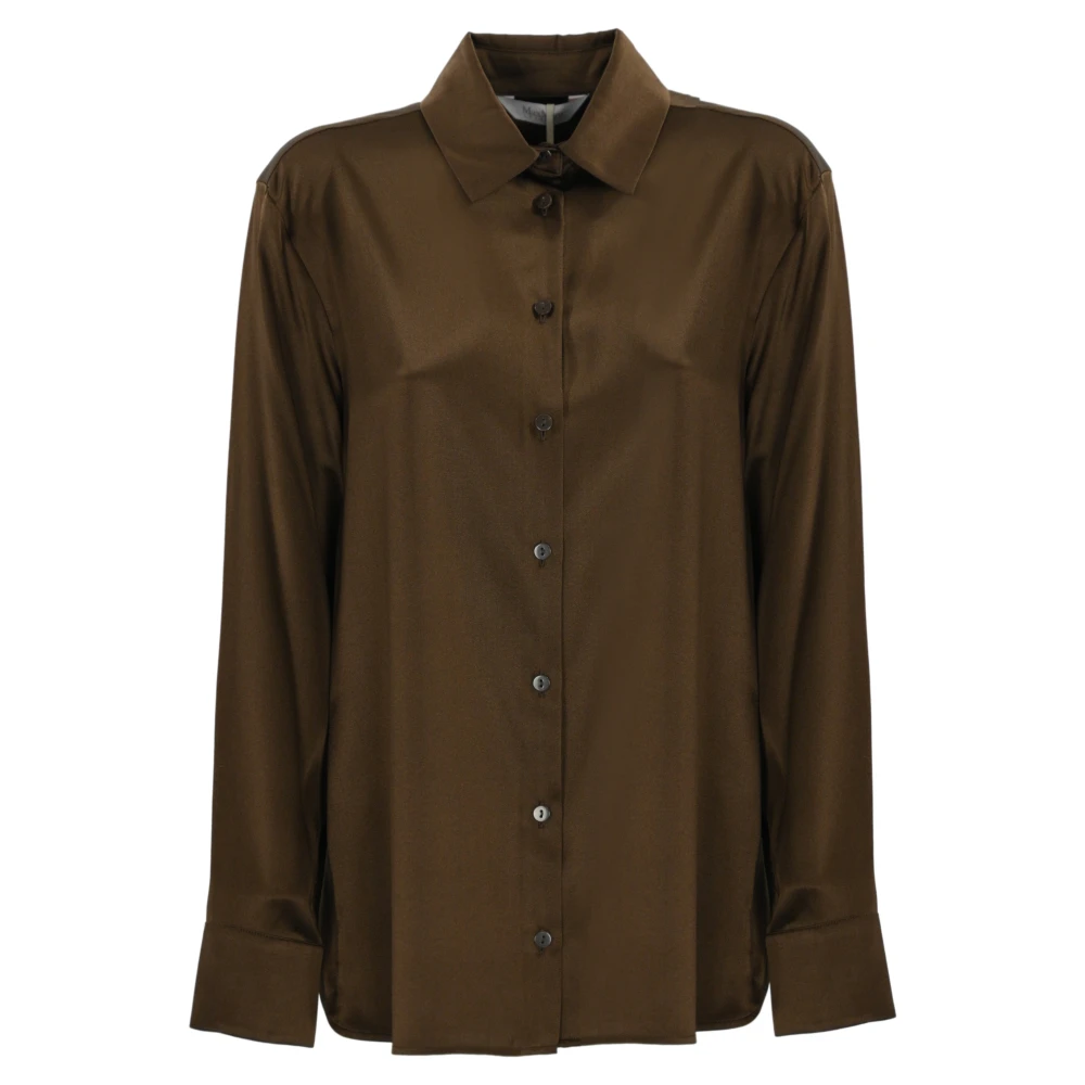 Max Mara Zijden bruine overhemd lange mouw geknoopt Brown Dames