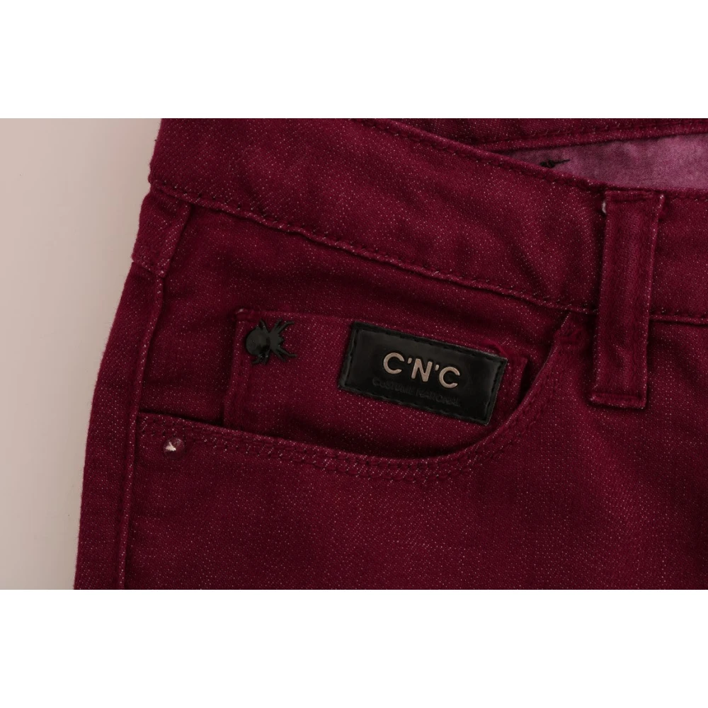 Costume National Rode Straight Fit Luxe Jeans Red Dames