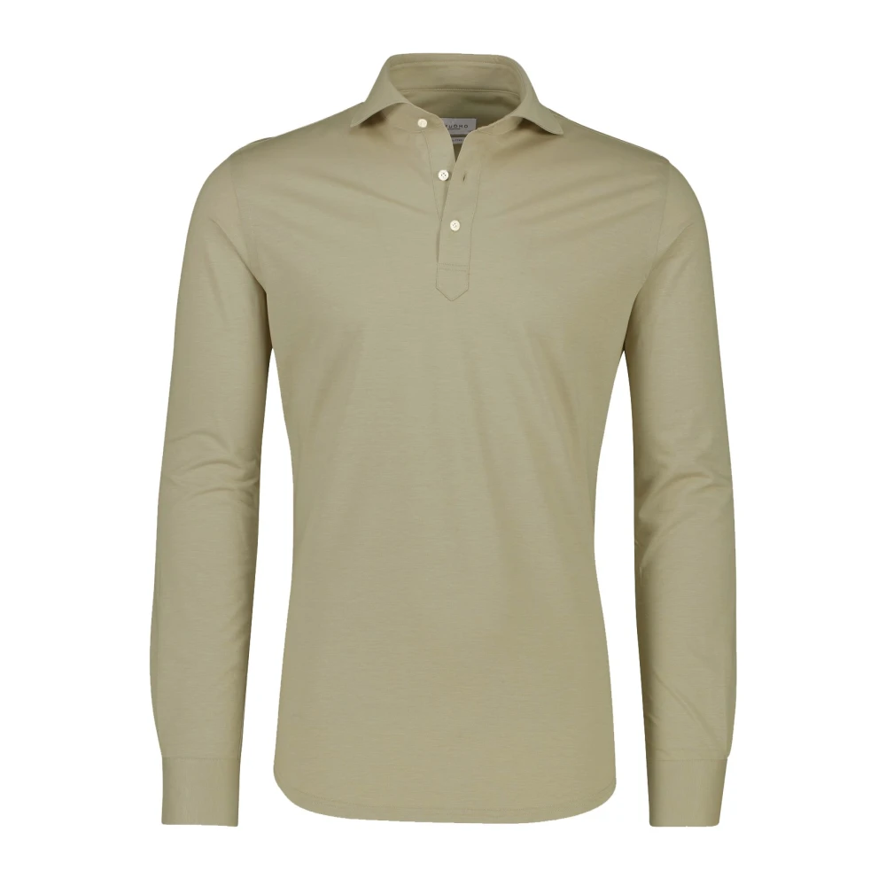 Profuomo Beige Lange Mouw Gebreide Polo Green Heren