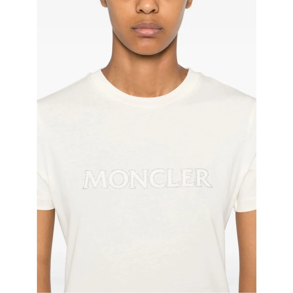 Moncler Korte Mouw Top in Verbluffende Kleur White Dames