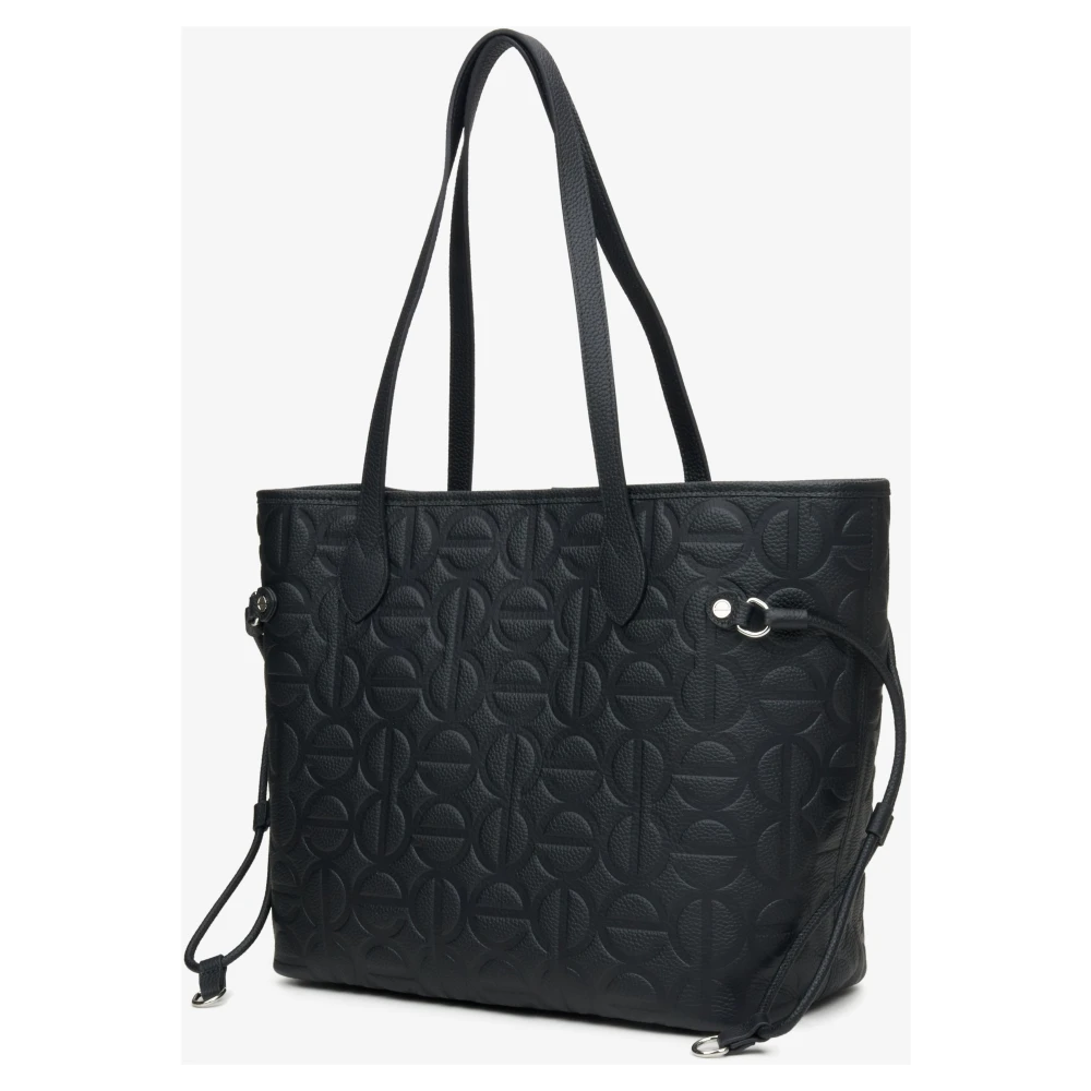 Estro Dames Zwarte Leren Shopper Tas Er00115045 Black Dames