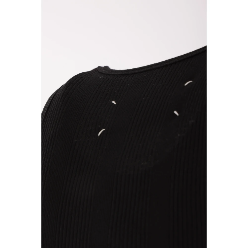 Maison Margiela Zwarte Geribbelde Tanktop Vier Stiksels Black Heren