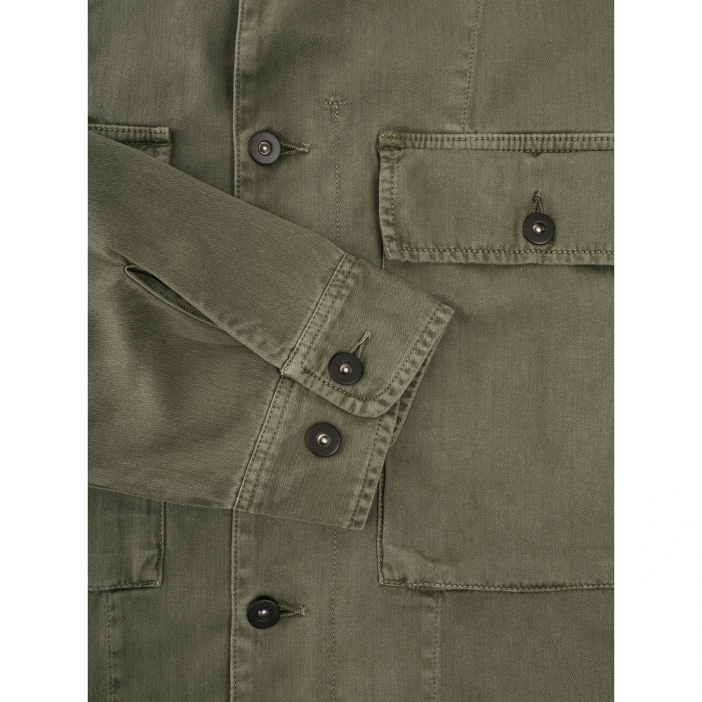 Hartford Militaire Herringbone Field Shirt Green Heren