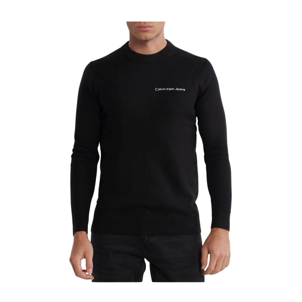 Calvin Klein Geborduurde logo katoenen trui Zwart Black Heren