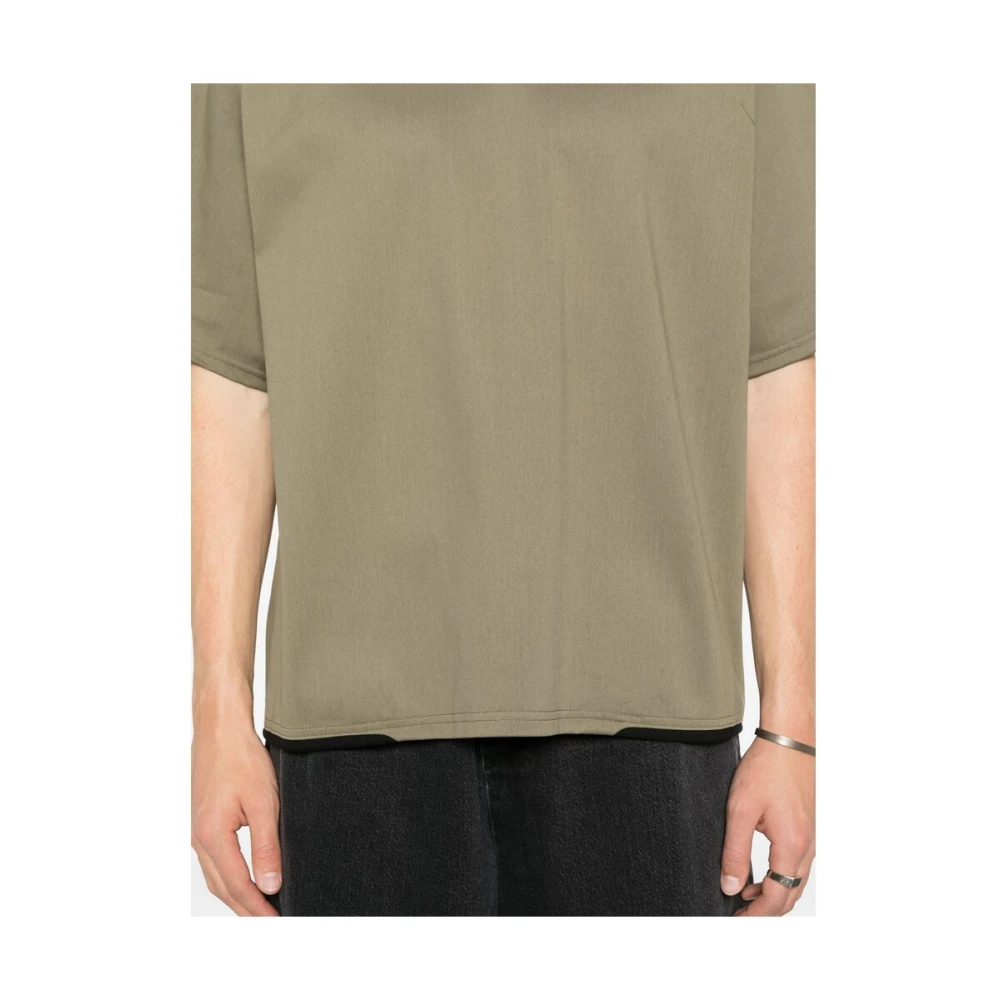 Sacai Olijfgroene Crew Neck T-shirt Green Heren