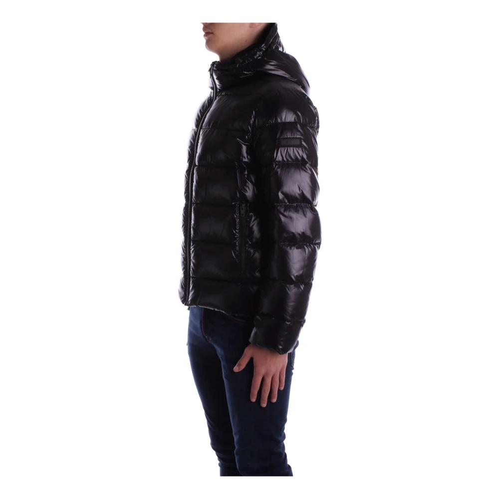 Fay Zwarte Hoodie met Dubbele Rits Black Heren