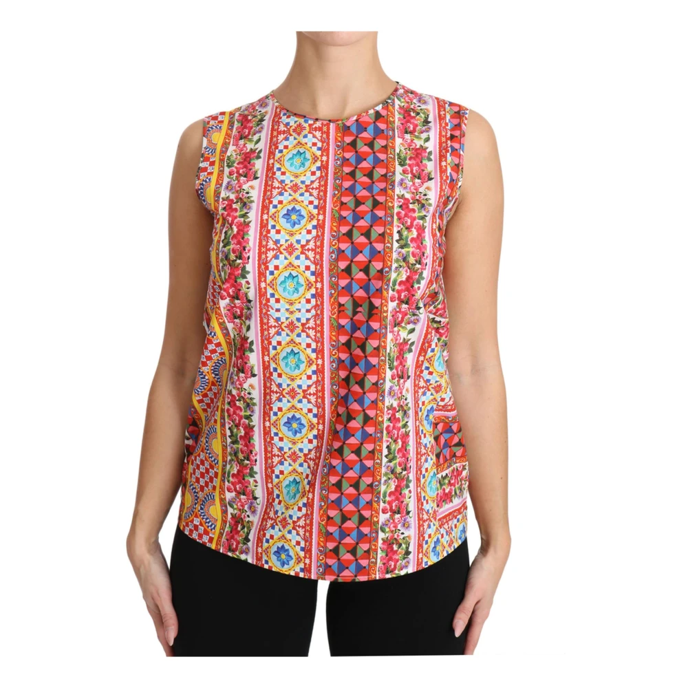 Dolce & Gabbana Women's Carretto Print Pure Cotton Tank Top