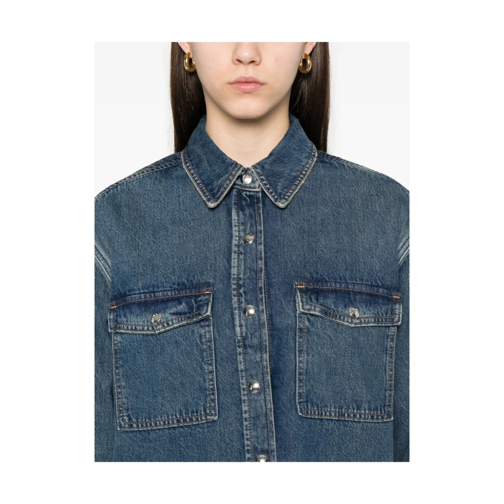 Anine Bing Indigo Blauwe Denim Shirt met Stud Sluitingen Blue Dames