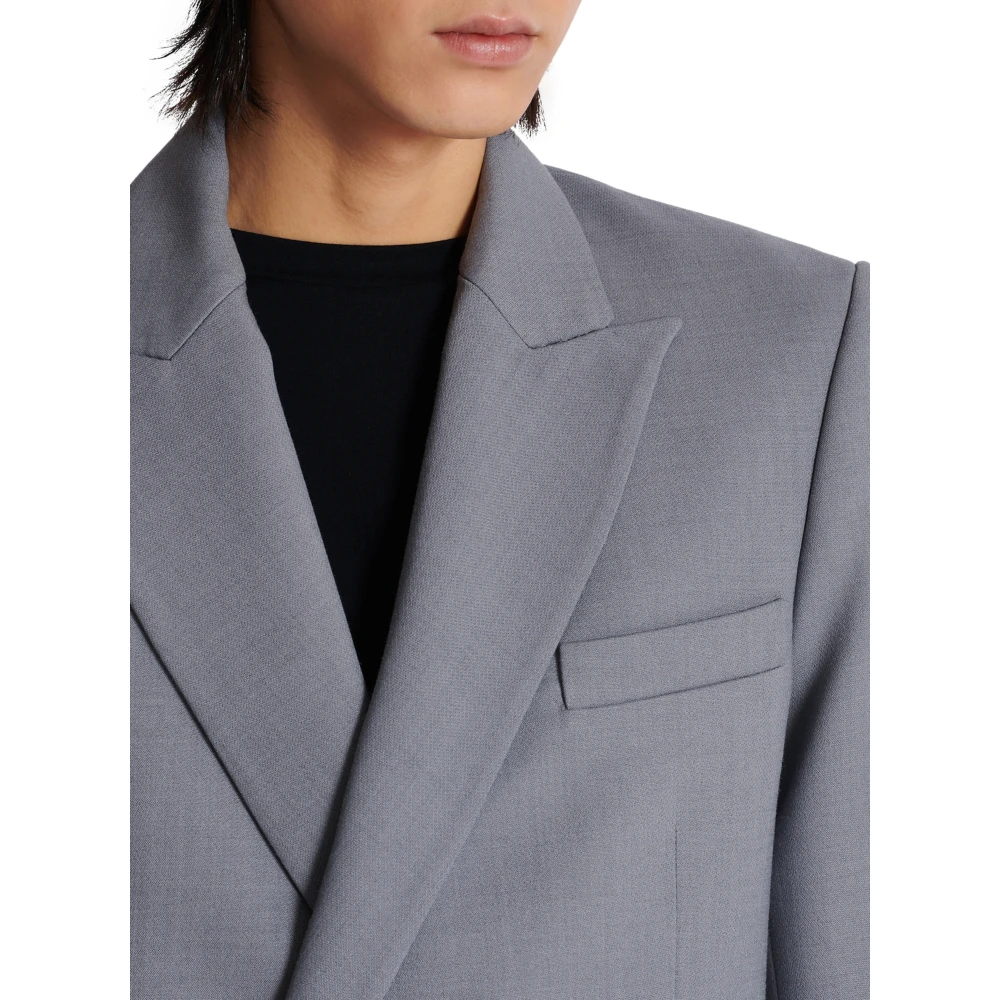 Balmain Gebelde asymmetrische jas in dubbele crêpe Gray Heren