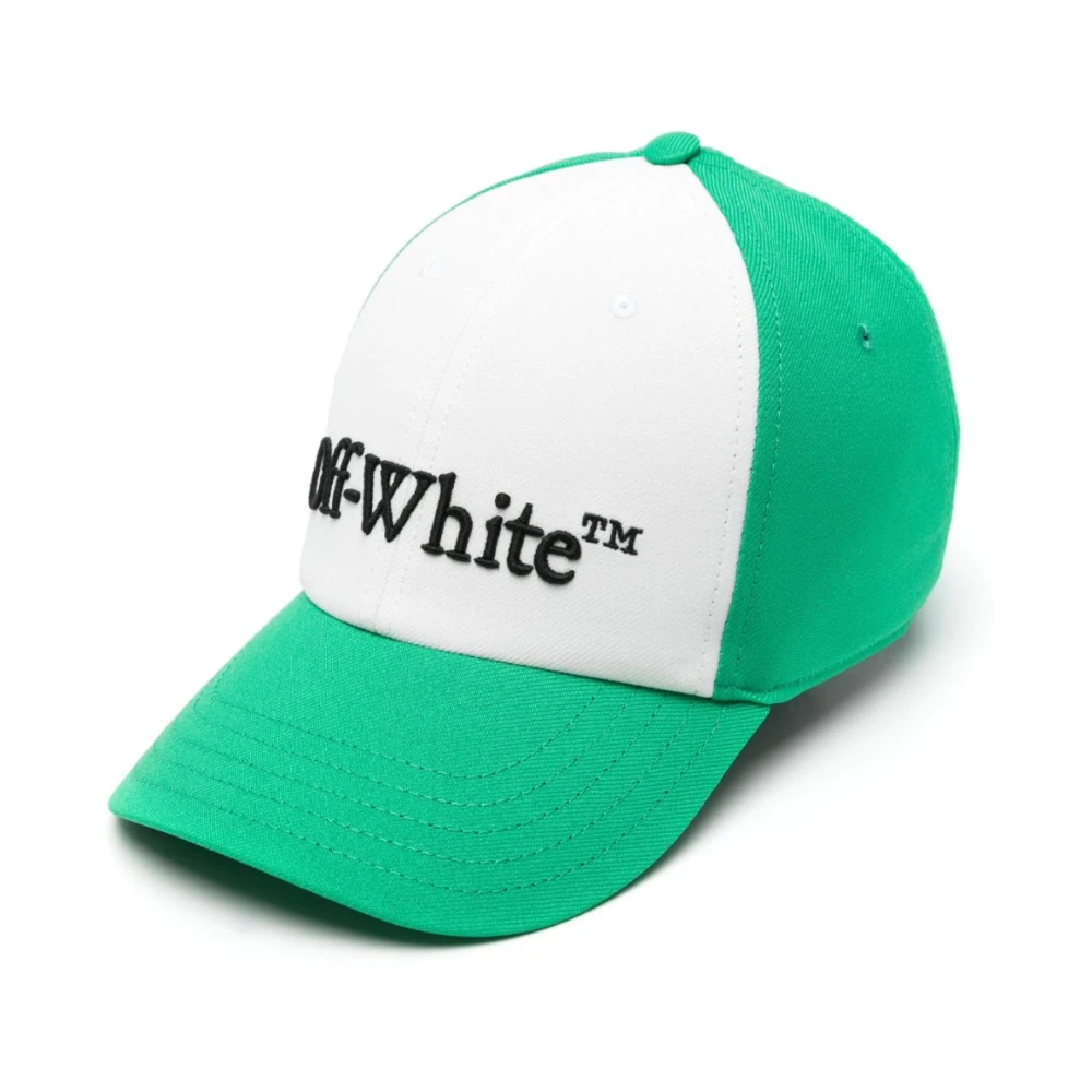 Off White Groene Baseballpet Logo Geborduurd Green Heren