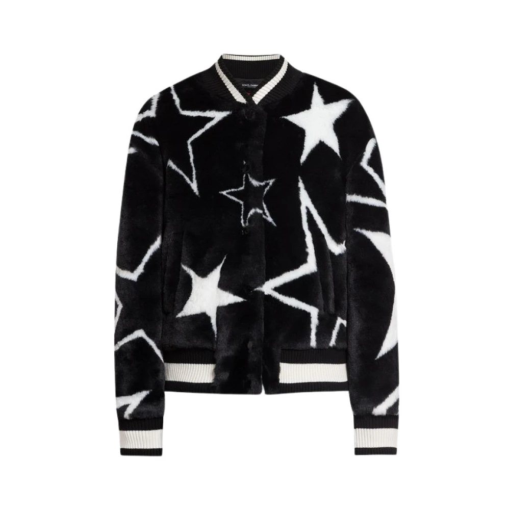 Dolce & Gabbana Zwarte Acryl Bomberjack met Sterrenprint Black Dames