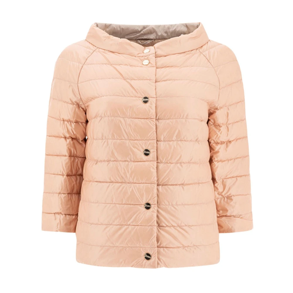 Herno Women's Pink Winter Jackets, L, Padded Boat Neck Jacket