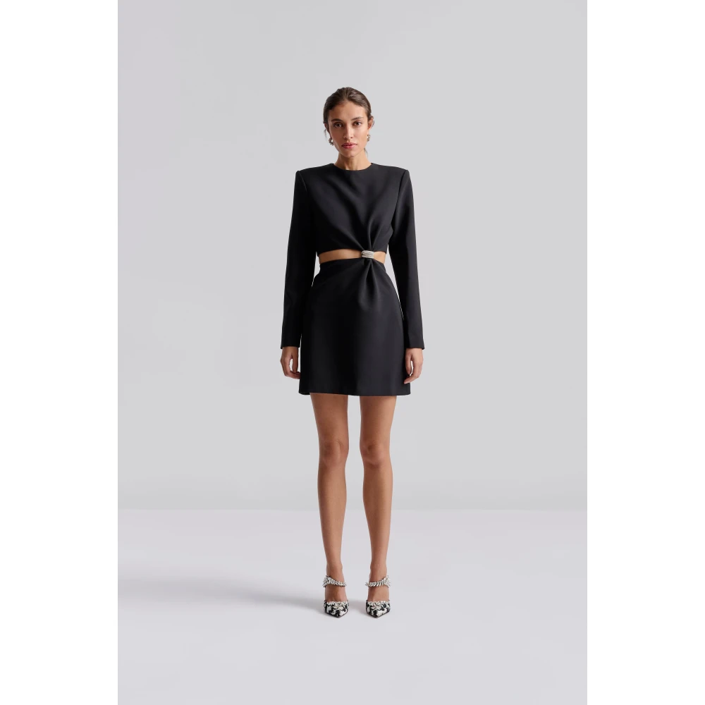 By Malina Versierde Cut Out Mini Jurk Zwart Black Dames