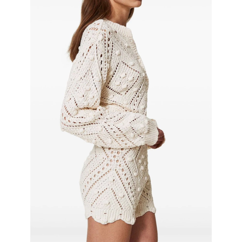 Twinset Witte Crew Neck Sweaters Beige Dames