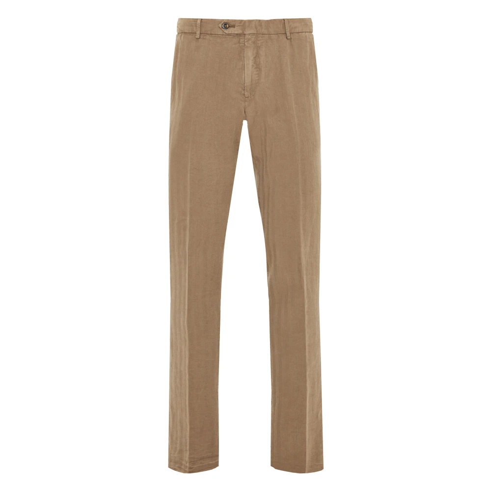 PT Torino Linnen blend broek met zakken Beige Heren