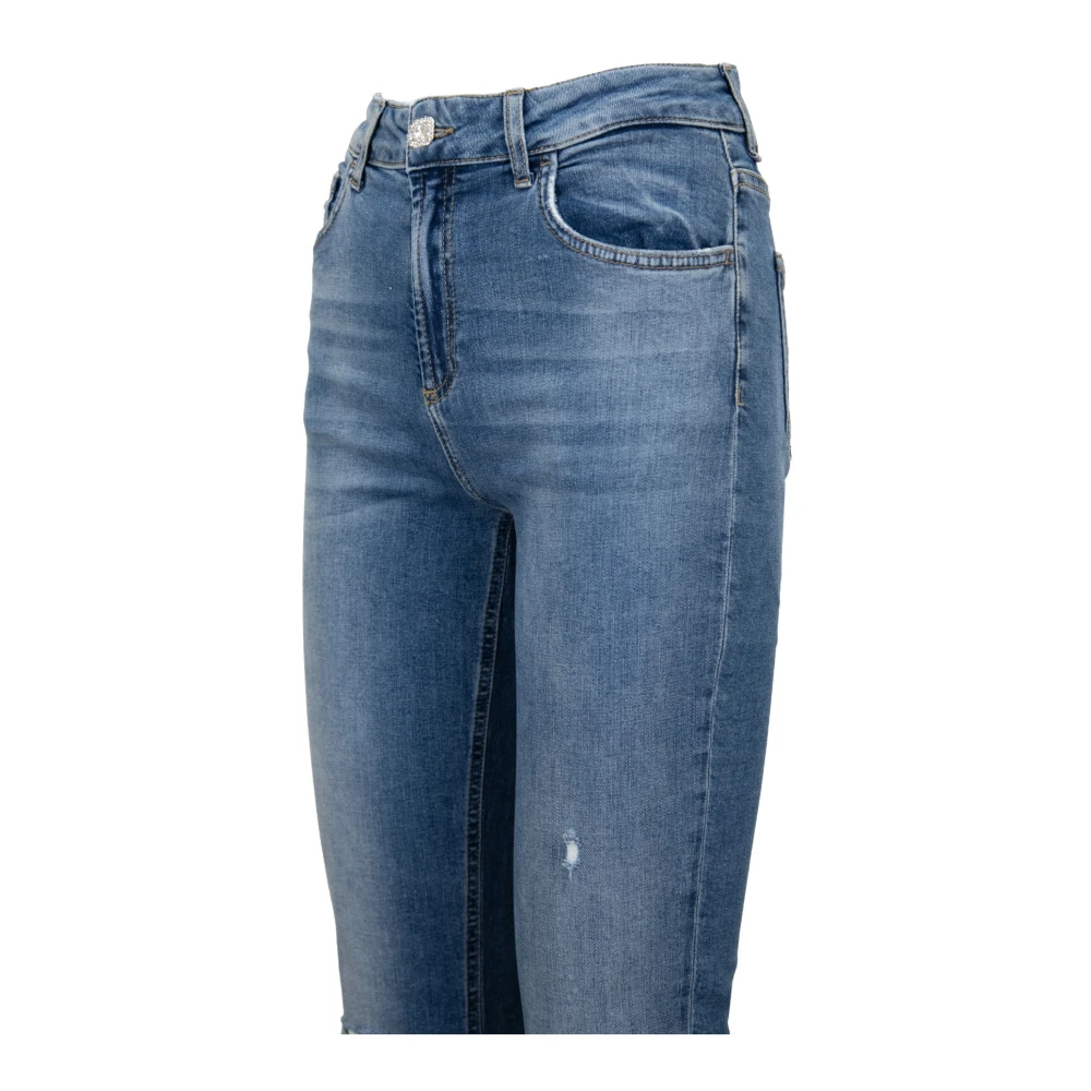 Liu Jo Dames Jeans met Rits en Knoop Blue Dames