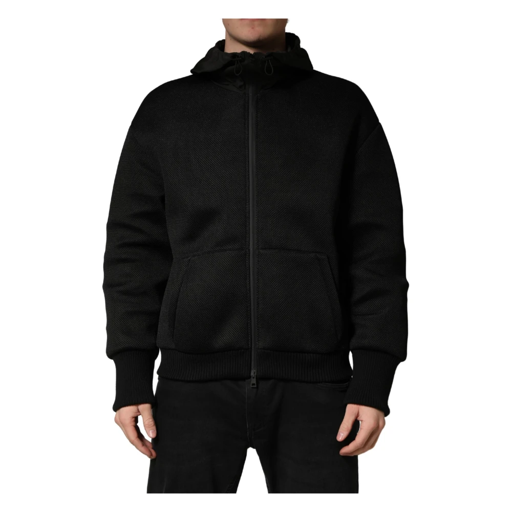 Dolce & Gabbana Uomo Nero - Giacca Bomber Con Cappuccio E Zip Integrale - Sweatshirts & Hoodies - M