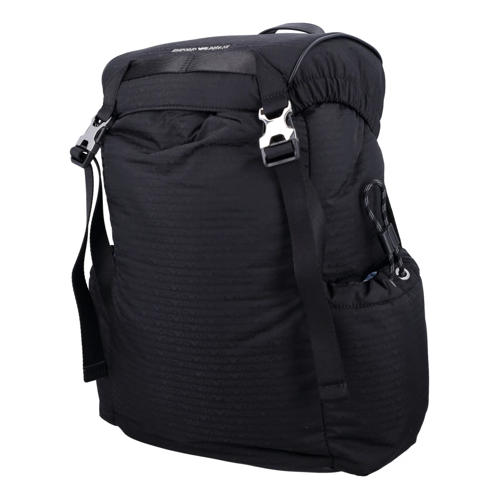 Emporio Armani Zwarte Nylon Rugzak Handtas Black Heren