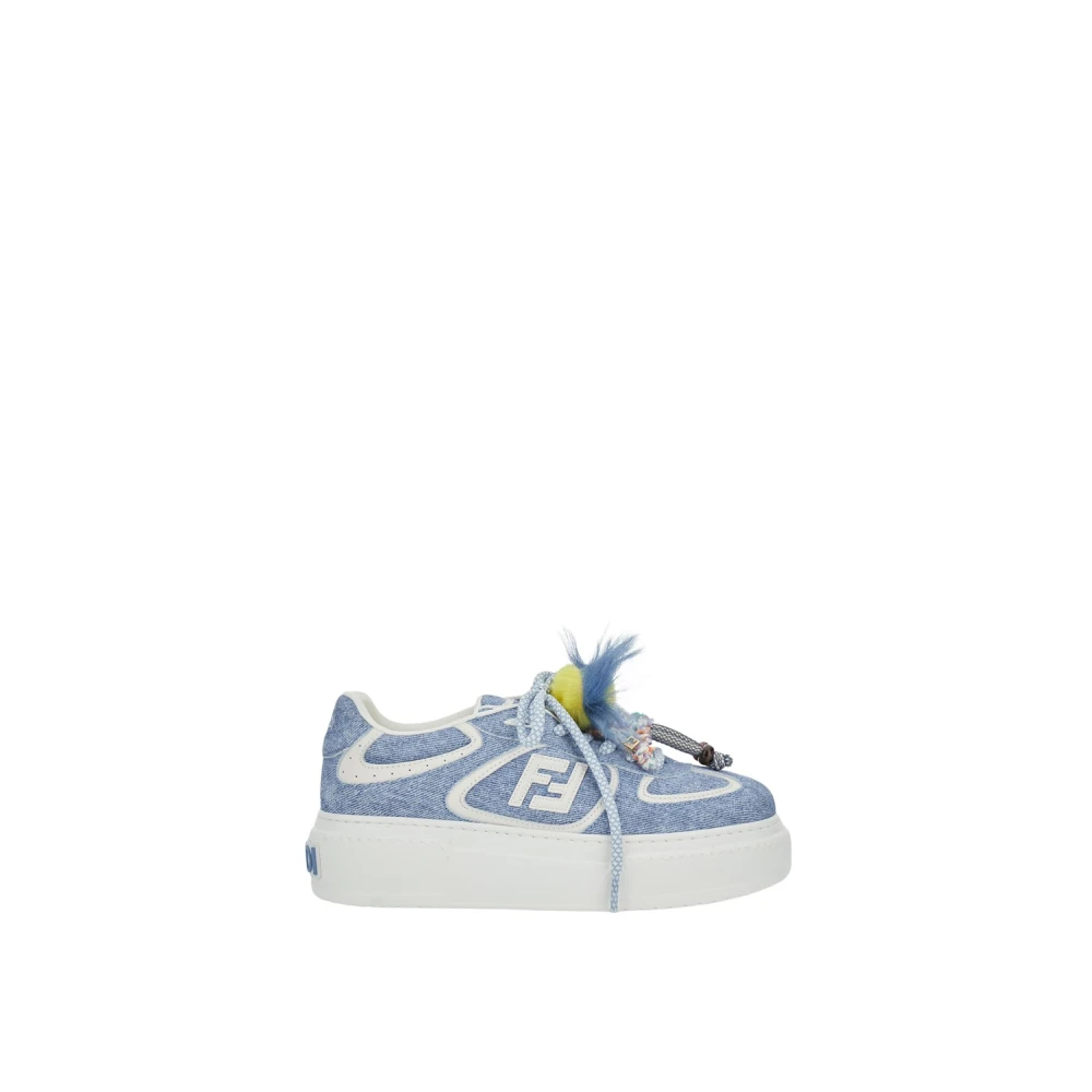 Fendi Women's Blue Sneakers, 4 Uk, Match Low Top Platform