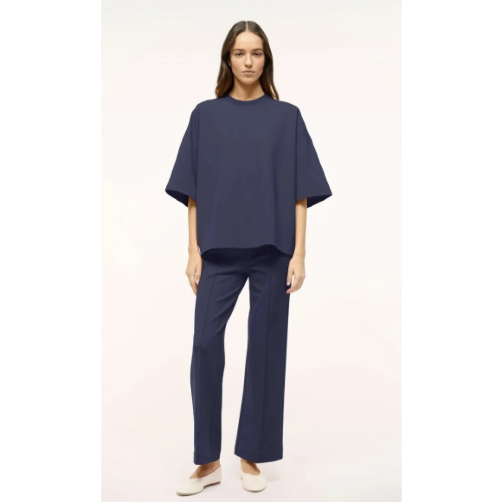 Staud Enkellange Ponte Gebreide Broek Blue Dames