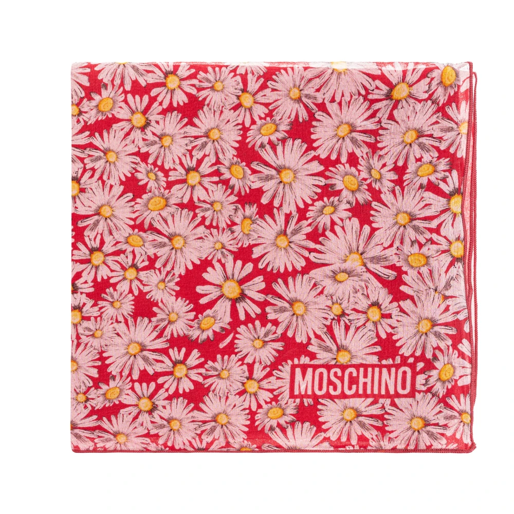 Moschino Zijden sjaal met bloemmotief Red Unisex