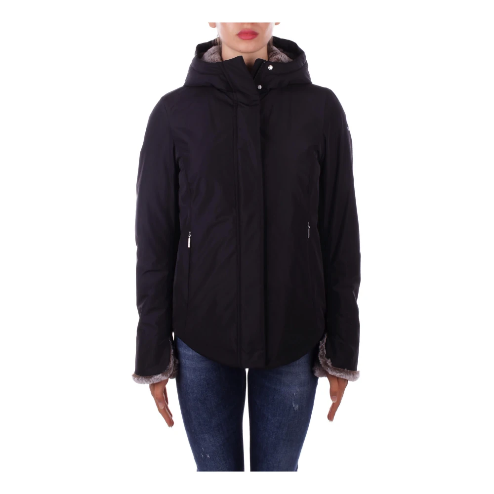 Suns Zwarte Hoodie met Rits en Knopen Black Dames