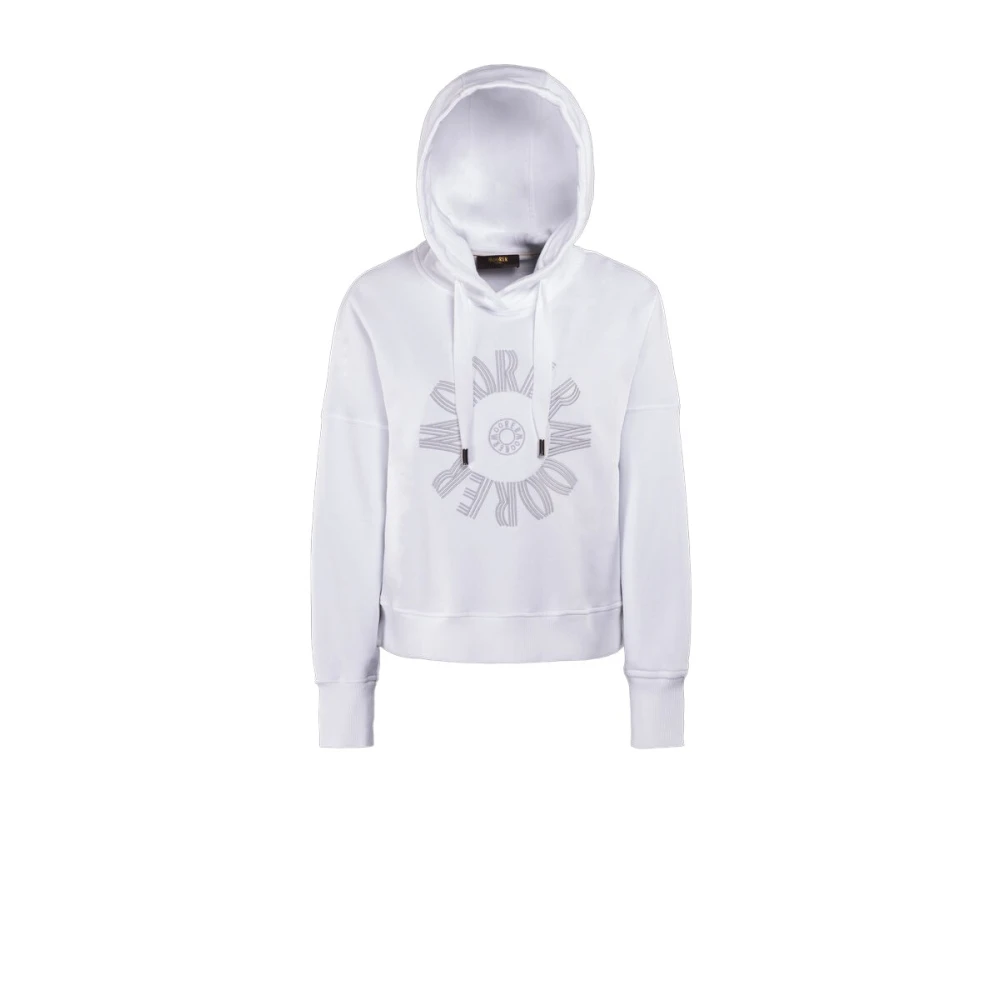 Moorer Sportieve Korte Katoenen Sweatshirt met Custom Borduurwerk White Dames