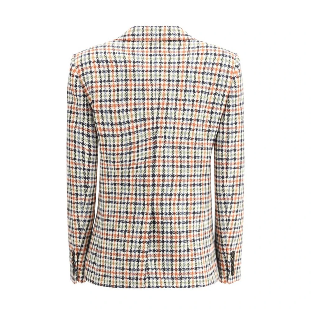 Chloé Geruite Patroon Wollen Blazer Jas Multicolor Dames