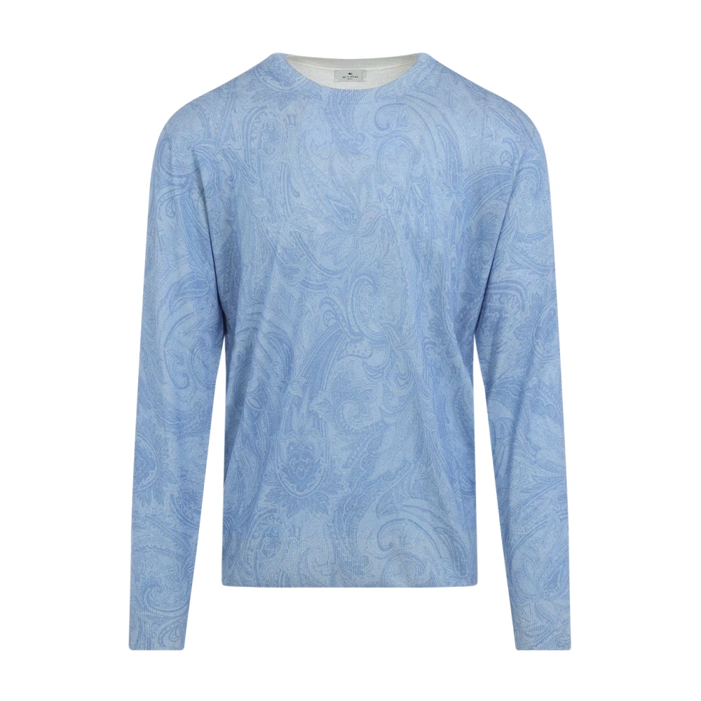 ETRO Blauwe Zijde Kasjmier Trui Blue Heren