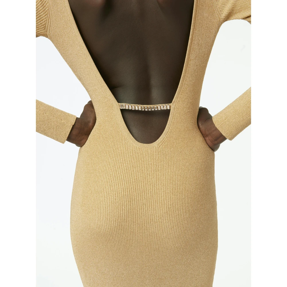 Nina Ricci Gouden Heart Neckline Open-Back Jurk Yellow Dames