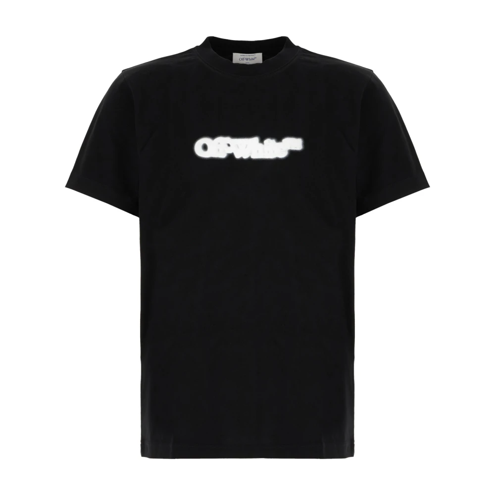 Off White Avslappnad Bomull T-shirt i Vit Black, Herr