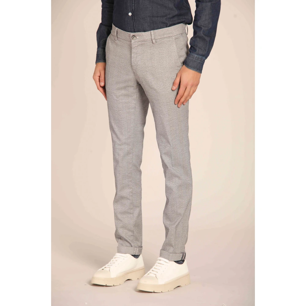 Mason's Slim Fit Chino Broek met Chevron Patroon Gray Heren
