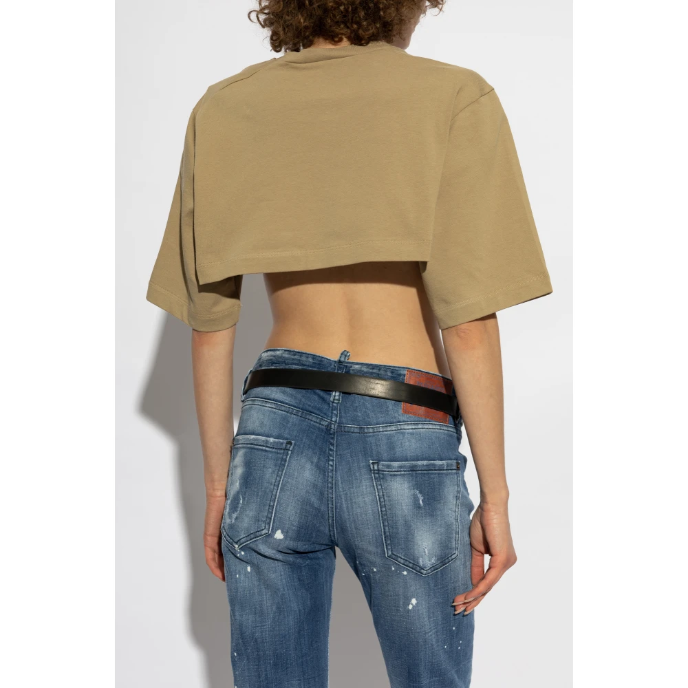 Dsquared2 Korte loszittende t-shirt Beige Dames