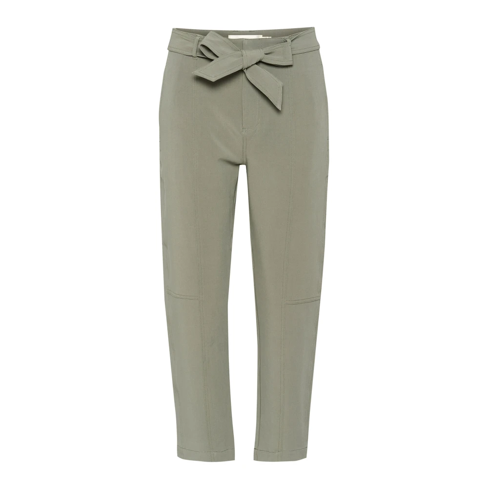 InWear Groene broek met strikceintuur Green Dames